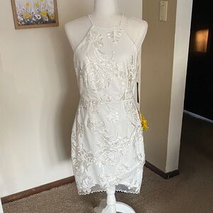 Lulu's Ivory Floral Lace Mini Dress